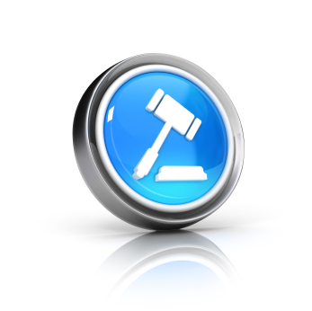 gavel auction blue glass icon