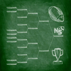 Playoff bracket drawn on chalkboard